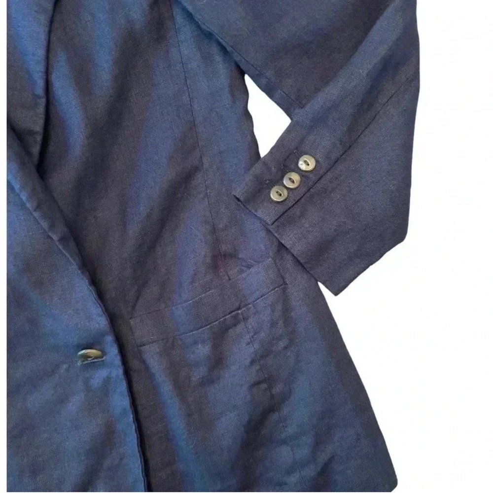 Liz Claiborne Vintage 1980s 100% Linen‎ Navy Blazer | Size 6 | Classic - Picture 7 of 8